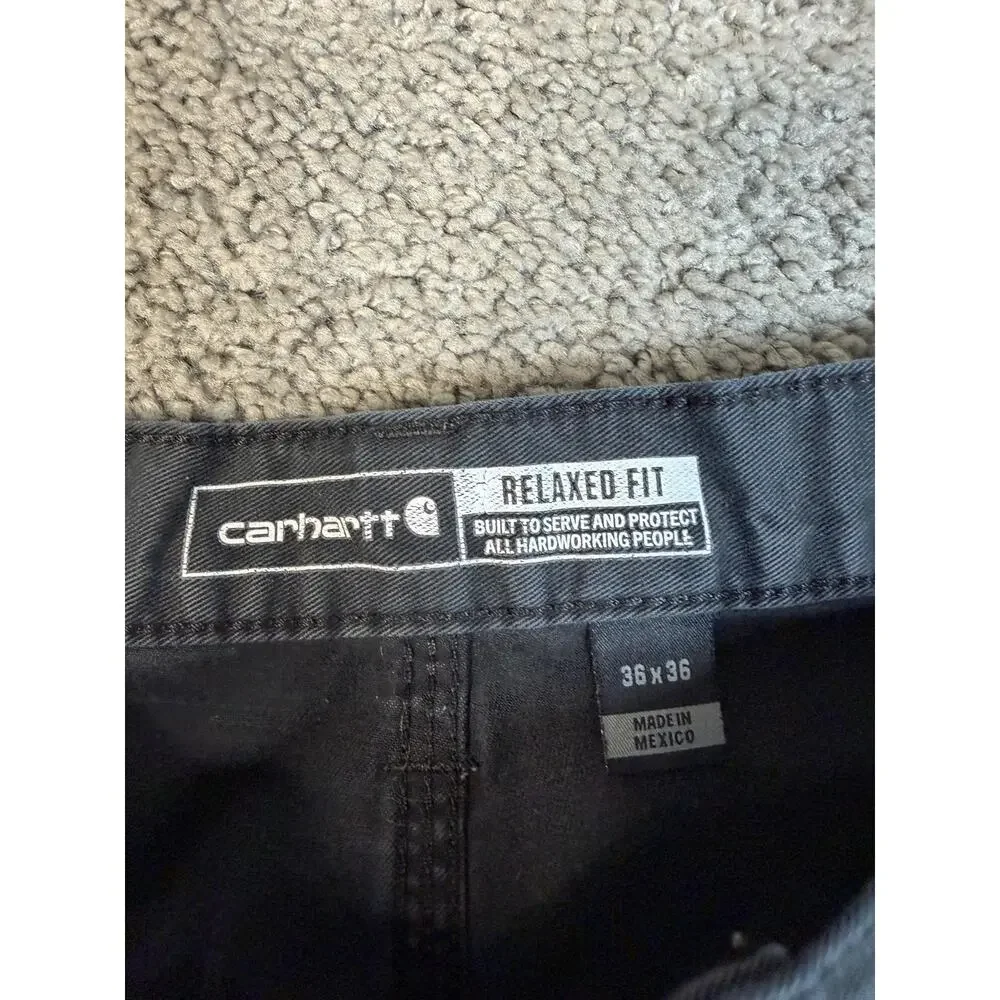 Carhartt Pants Mens 36x36 Black Carpenter Relaxed Fit Canvas Workwear Pockets